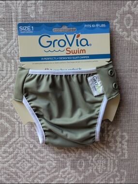 Grovia Swim Diaper Olive Size 1 Reusable Swim Diaper